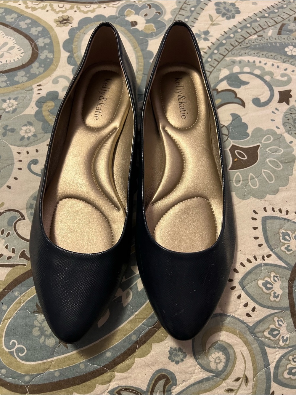 Kelly & Katie Black Pointed-Toe Ballet Flats